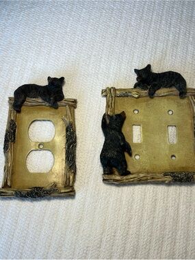 Black Bear Decorative Switch and Outlet Cover Set - Mountain Cabin Decor